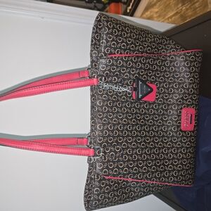 GUESS Black And Red Large Tote Bag